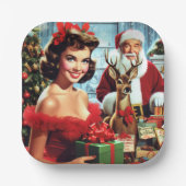 Vintage Christmas Pin-up Pappteller (Vorderseite)