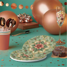 Vintage Christmas Poinsettia Pappteller