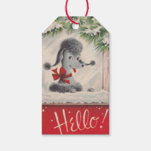 Vintage Christmas Poodle Geschenkanhänger