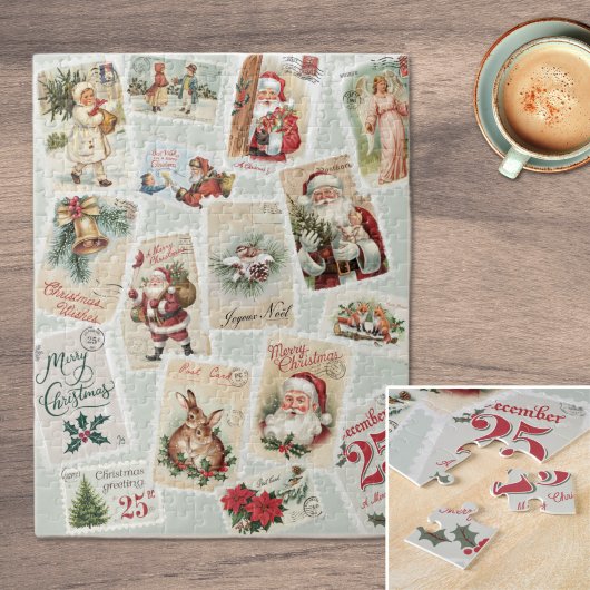Vintage Christmas Postage Briefmarke Puzzle