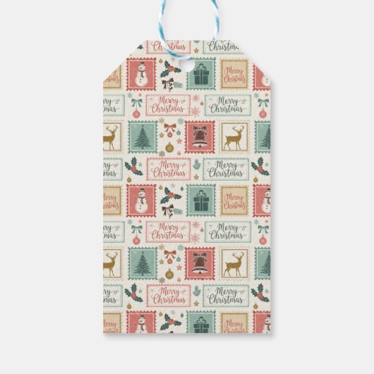 Vintage Christmas Postage Pattern Geschenkanhänger (Rückseite)