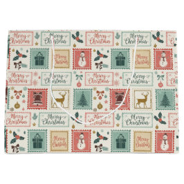 Vintage Christmas Postage Pattern Große Geschenktüte