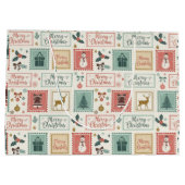 Vintage Christmas Postage Pattern Große Geschenktüte (Rückseite)