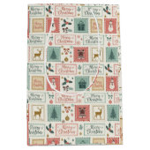 Vintage Christmas Postage Pattern Mittlere Geschenktüte (Vorderseite)