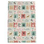 Vintage Christmas Postage Pattern Mittlere Geschenktüte (Rückseite)