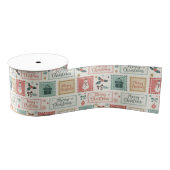 Vintage Christmas Postage Pattern Ripsband (Spule)