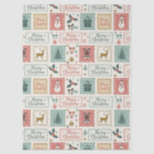 Vintage Christmas Postage Pattern Seidenpapier (Vorderseite)