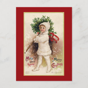VINTAGE CHRISTMAS POSTCARD "MÄDCHEN UND BAUM" POSTKARTE