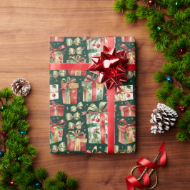 Vintage Christmas Presents Wrapping Paper Geschenkpapier