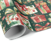 Vintage Christmas Presents Wrapping Paper Geschenkpapier (Rolleneckpunkt)