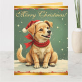 Vintage Christmas Puppy Retro Christmas Karte (Vorderseite)