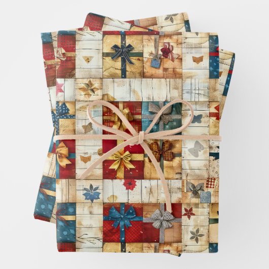 Vintage Christmas Quilt Geschenkpapier Set (Beispiel)