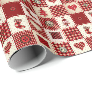 Vintage Christmas Quilt Muster Wrapping Paper Geschenkpapier