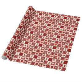 Vintage Christmas Quilt Muster Wrapping Paper Geschenkpapier