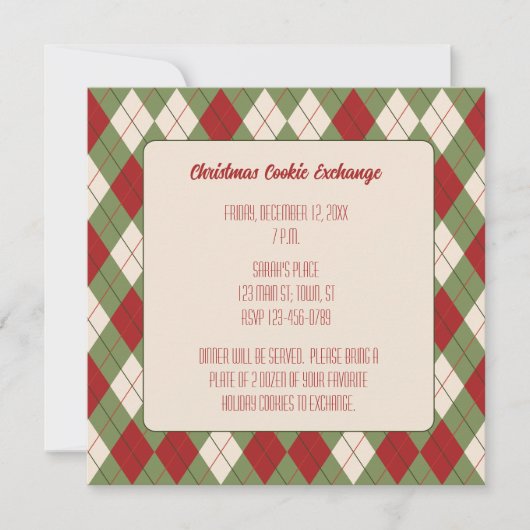 Vintage Christmas Raute Muster Square Einladung (Vorderseite)