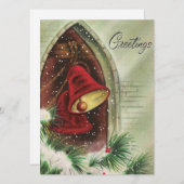 Vintage Christmas Red Bells Grüße Feiertagskarte (Vorne/Hinten)