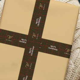 Vintage Christmas Red Green Kariert Familienname Satinband