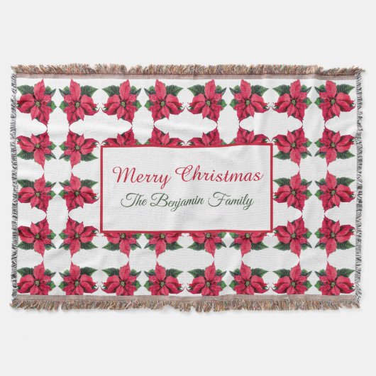 Vintage Christmas Red Poinsettias Pattern Decke (Vorderseite)