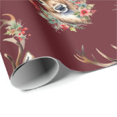 Vintage Christmas Reindeer Wrapping Paper Geschenkpapier (Rolleneckpunkt)