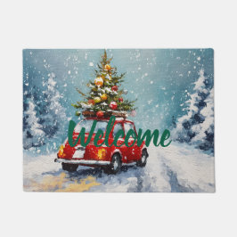 Vintage Christmas Retro Van Doormat Fußmatte