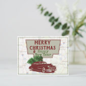 Vintage Christmas Road Trip Postkarte (Stehend Vorderseite)