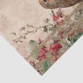 Vintage Christmas Robin and Cherries Decoupage Seidenpapier (Ausschnitt)