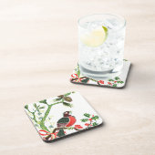 Vintage Christmas Robin Getränkeuntersetzer (Rechte Seite)