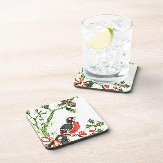 Vintage Christmas Robin Getränkeuntersetzer (Rechte Seite)