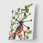 Vintage Christmas Robin Quadratische Wanduhr (Winkel)