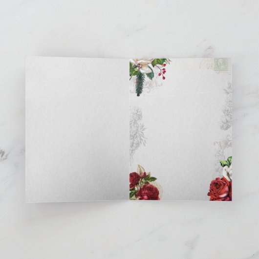 Vintage Christmas Rose Joyeux Weihnachten Ephemera (Innenseite)