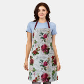 Vintage Christmas Rose Joyeux Weihnachten Ephemera Schürze (Getragen)