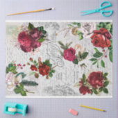 Vintage Christmas Rose Joyeux Weihnachten Ephemera Seidenpapier (Basteln)