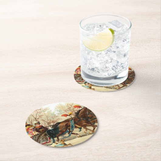 Vintage Christmas Runder Pappuntersetzer (Vor Ort)