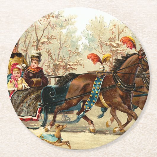 Vintage Christmas Runder Pappuntersetzer (Vorderseite)