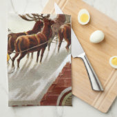 Vintage Christmas, Saint Nicholas on the Rooftop Geschirrtuch (Viertel Falte)