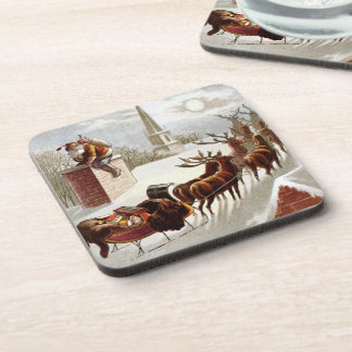 Vintage Christmas, Saint Nicholas on the Rooftop Getränkeuntersetzer