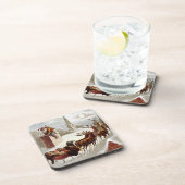 Vintage Christmas, Saint Nicholas on the Rooftop Getränkeuntersetzer (Rechte Seite)