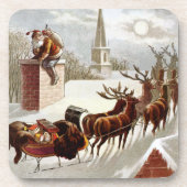 Vintage Christmas, Saint Nicholas on the Rooftop Getränkeuntersetzer (Vorderseite)