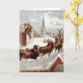 Vintage Christmas, Saint Nicholas on the Rooftop Karte (Gelbe Blume)