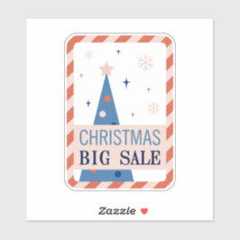 Vintage Christmas Sale Sticker With Blue Tree