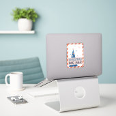 Vintage Christmas Sale Sticker With Blue Tree (Laptop auf Schreibtisch)