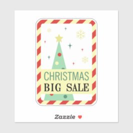 Vintage Christmas Sale Sticker With Green Tree