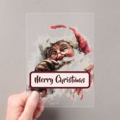Vintage Christmas Santa Acrylic Card Acryleinladungen (Insitu (Handheld))