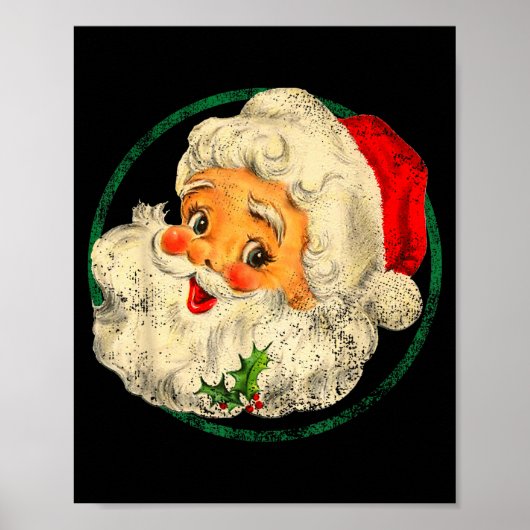 Vintage Christmas Santa Claus Face Old Fashioned Poster (Vorne)