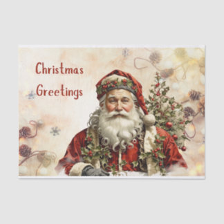 Vintage Christmas Santa Claus, Holly Berry Seidenpapier