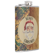 Vintage, Christmas, Santa Claus, Red Gold Green  Flachmann (Rechts)