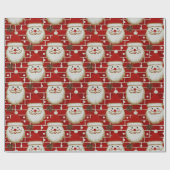 Vintage Christmas Santa Faces On Brick Geschenkpapier (Flach)