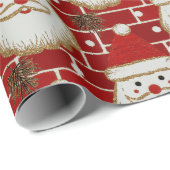 Vintage Christmas Santa Faces On Brick Geschenkpapier (Rolleneckpunkt)