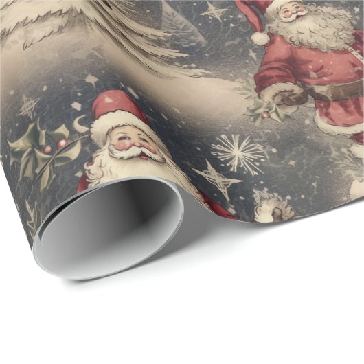 Vintage Christmas Santa Geschenkpapier (Rolleneckpunkt)
