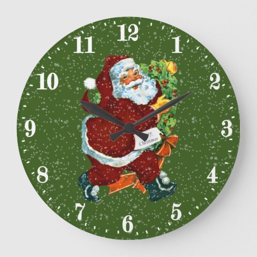 Vintage Christmas Santa Holiday wall clock Große Wanduhr (Vorderseite)